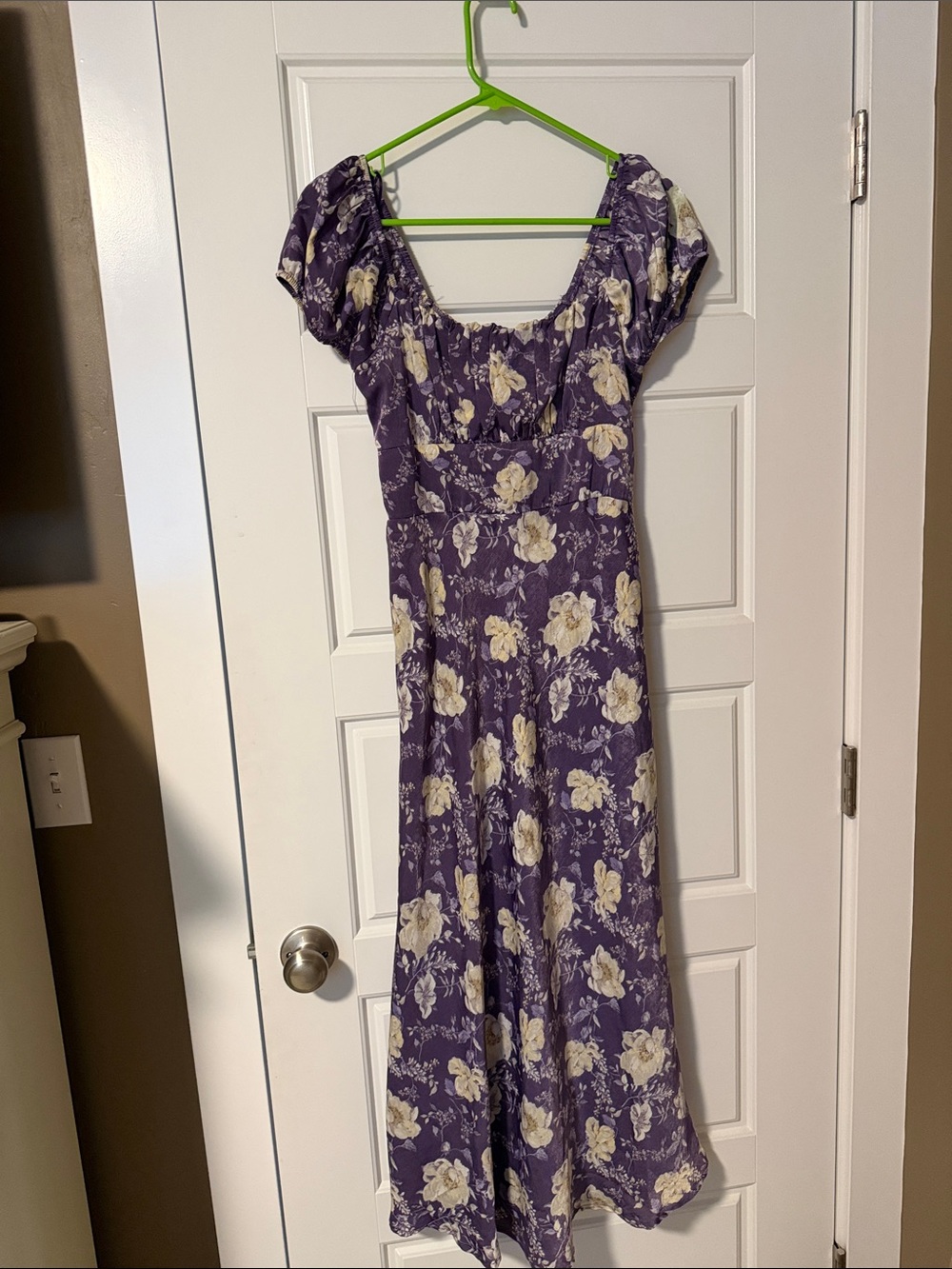 miami Purple Floral Maxi Dress with Cream Blooms